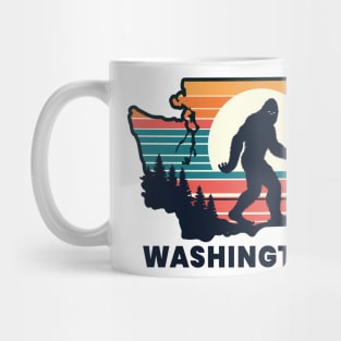 Washington Classic Bigfoot Pose with Vintage Sunset Mug